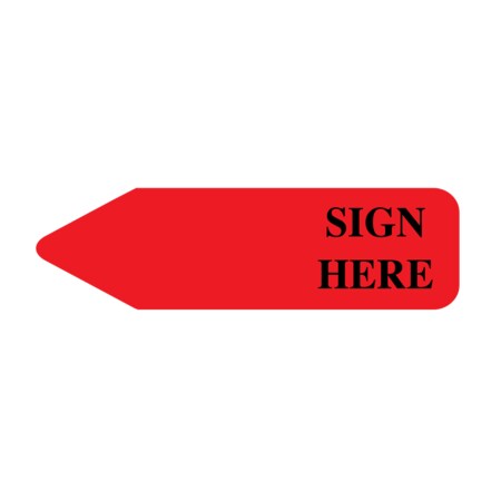 Nevs Labeling Flag - Imprinted - Sign Here - Red - Re Fill - 9/16" x 2" NEV91002